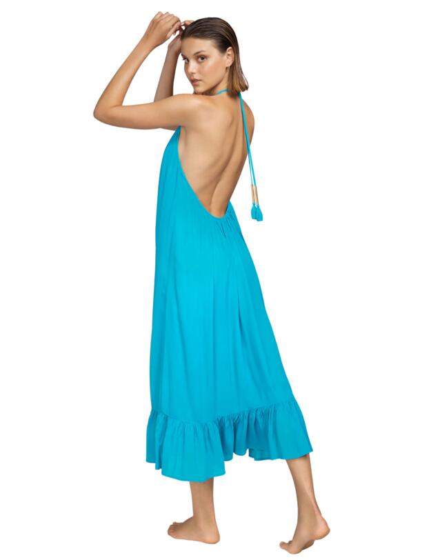Andres Sarda De Gouges Swimwear Long Dress Caribbean Sea