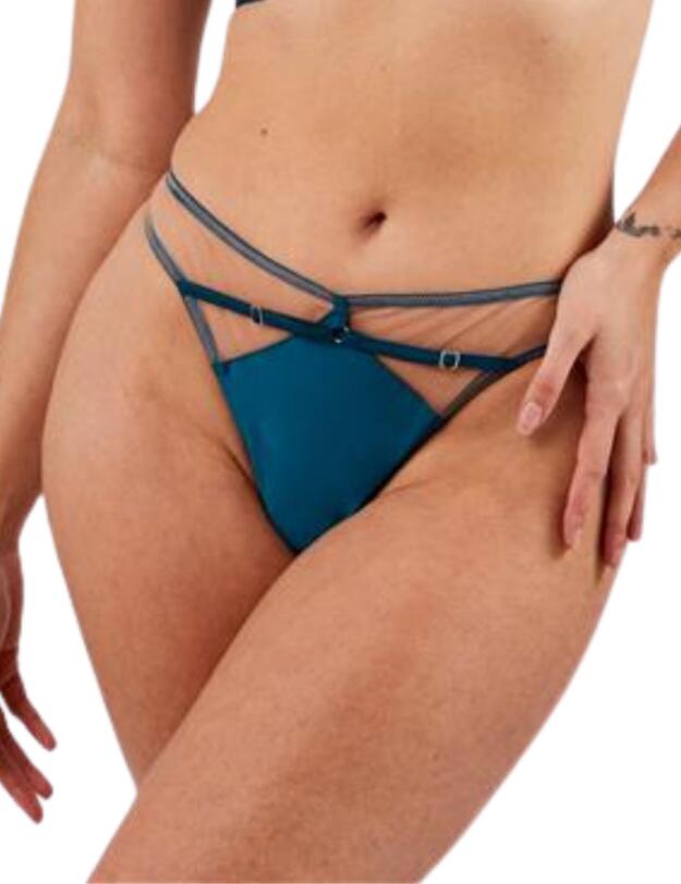 Playful Promises Ramona Open Back Thong Teal 