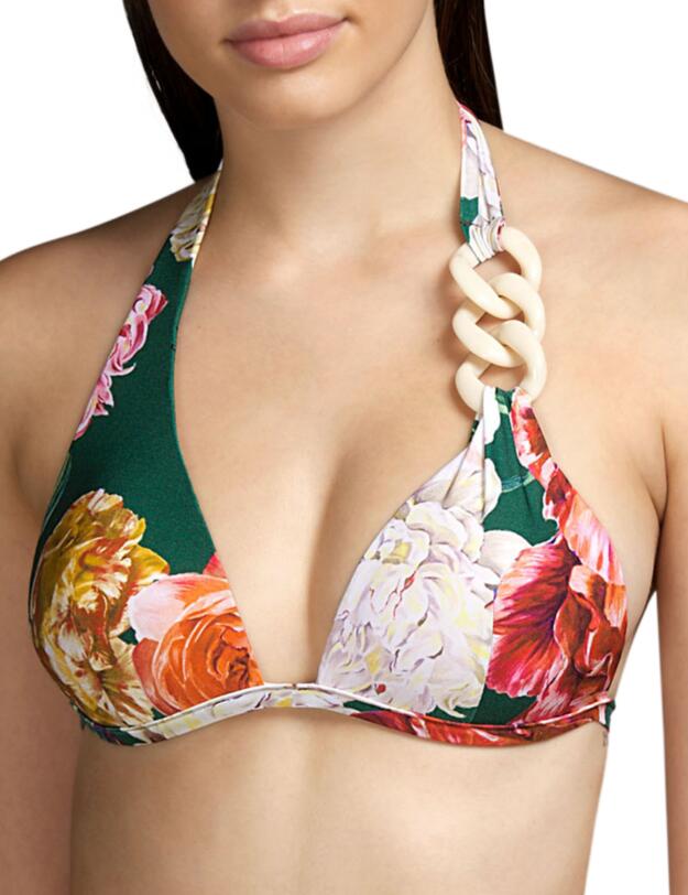 Andres Sarda Woolf Halter Padded Bikini Top Garden