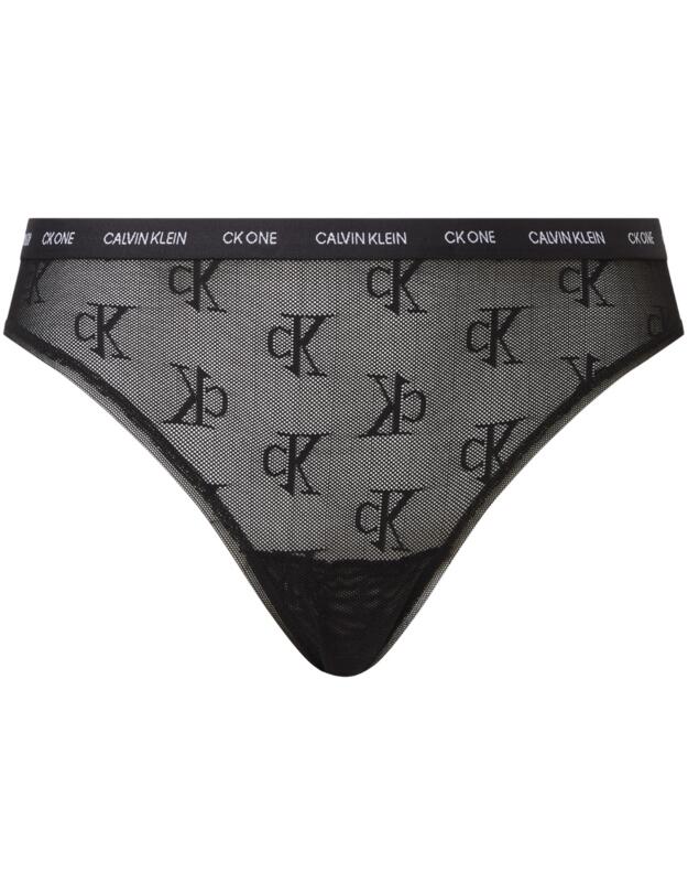 Calvin Klein CK One Logo Mesh Plus Size Thong Black