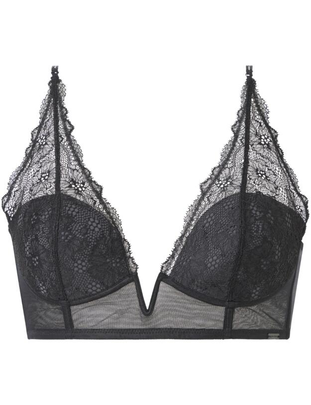 Calvin Klein CK Black Mini Floral Lightly Lined Bralette Black 