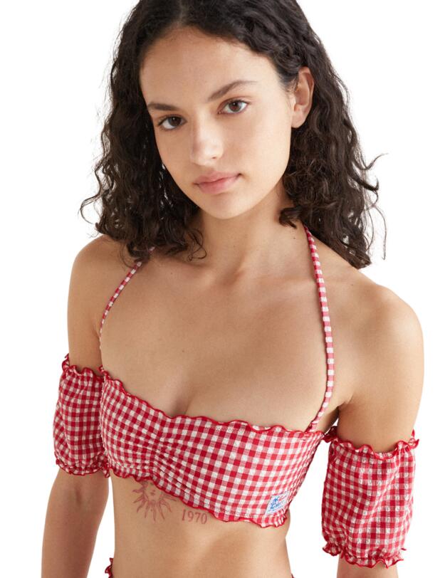 Tommy Hilfiger Tommy Gingham Bandeau Top Primary Red and White Gingham 