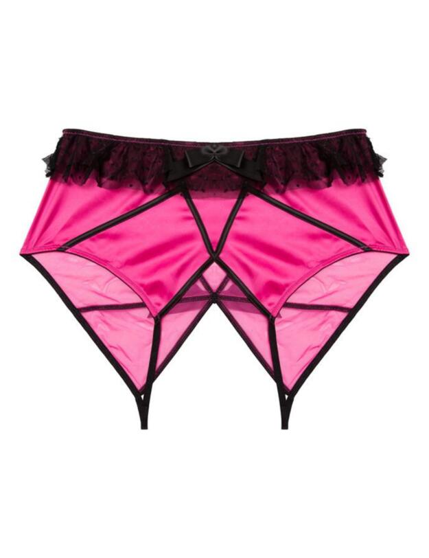 Bettie Page Inga Net Ruffle Crotchless Knicker Pink 