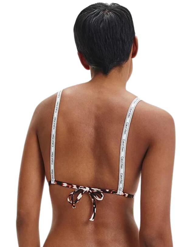  Calvin Klein Logo Tape Triangle Bikini Top Animal 