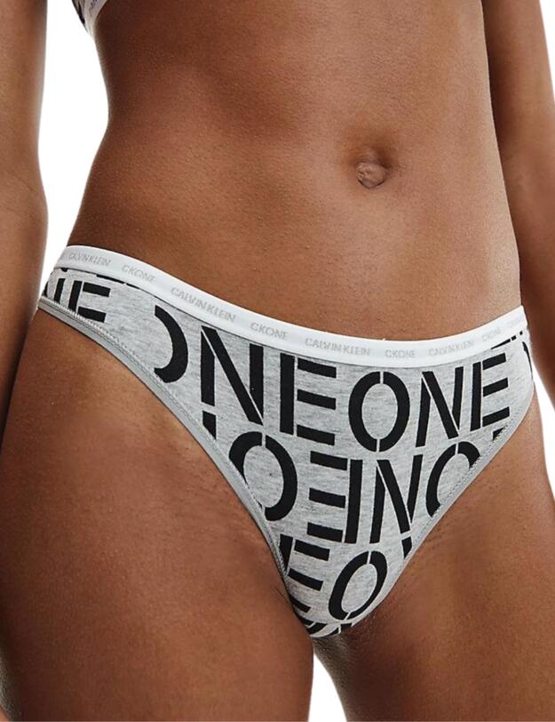 Calvin Klein CK One Cotton 2 Pack Thong White/Stencil One Grey Heather