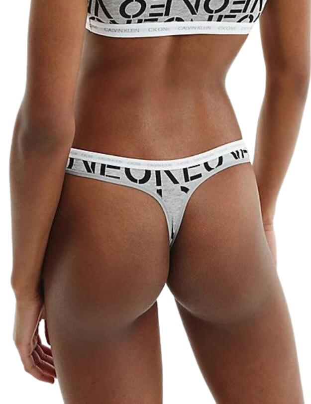 Calvin Klein CK One Cotton 2 Pack Thong White/Stencil One Grey Heather