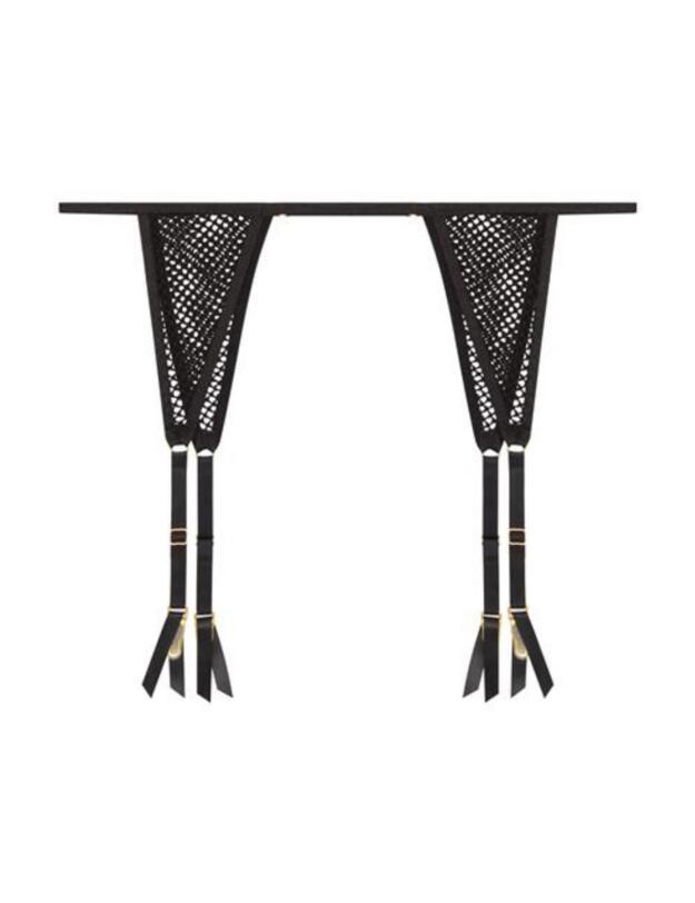 Playful Promises Greta Fishnet Thong With Suspender Black 