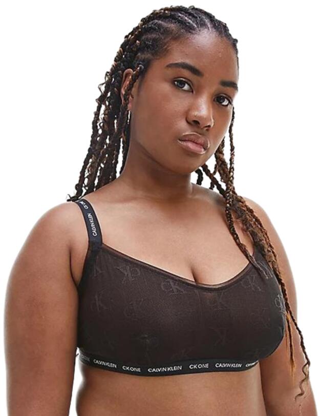 Calvin Klein CK One Logo Mesh Plus Unlined Bralette Black