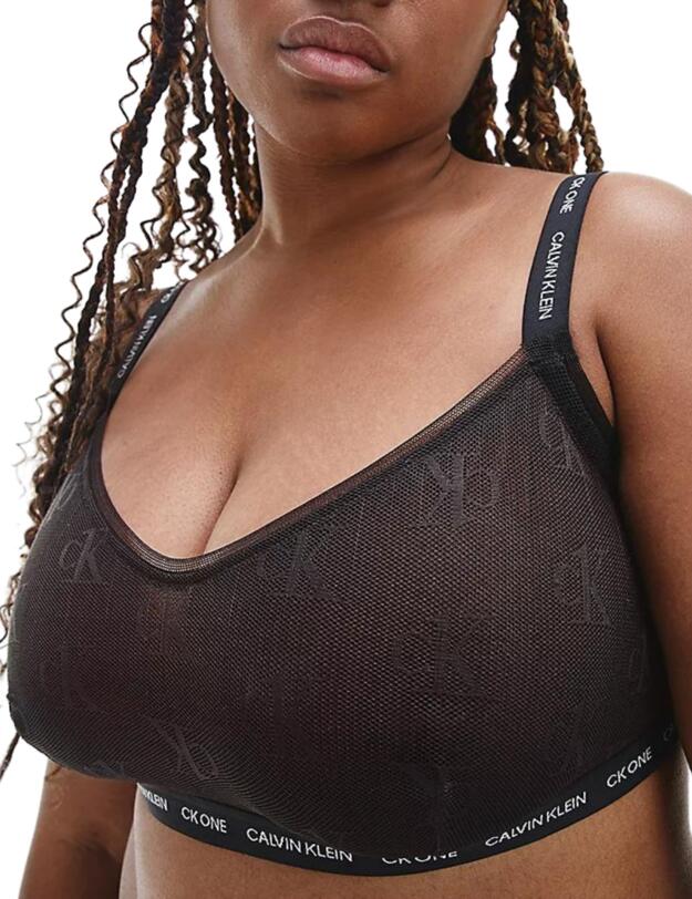 Calvin Klein CK One Logo Mesh Plus Unlined Bralette Black