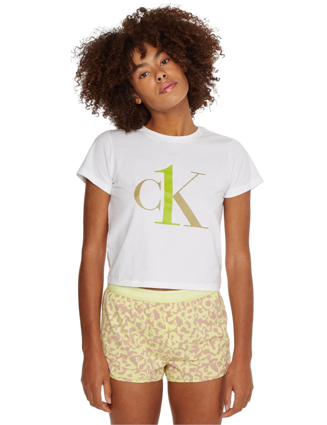 CK One Calvin Klein Short PJ Set White/Cyber Green