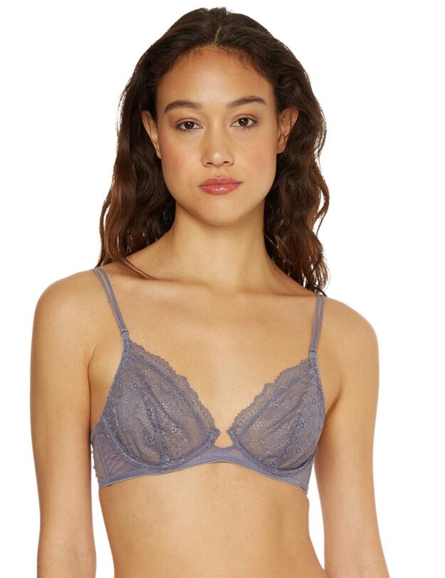 Calvin Klein CK Black Mini Floral Unlined Plunge Bra Lilac Bud