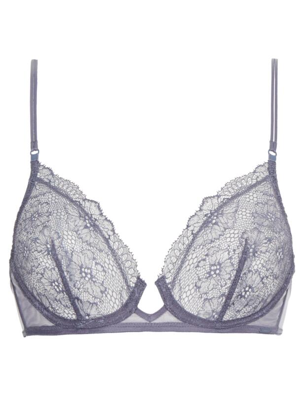 Calvin Klein CK Black Mini Floral Unlined Plunge Bra Lilac Bud