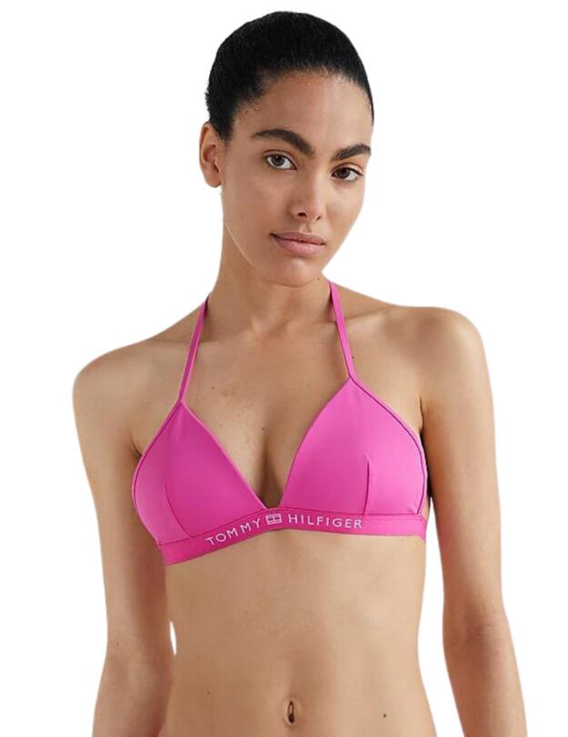 Tommy Hilfiger Logo Waistband Triangle Bikini Top Stunning Orchid 