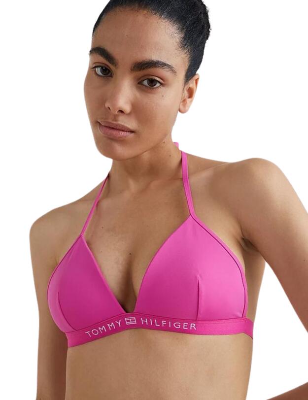 Tommy Hilfiger Logo Waistband Triangle Bikini Top Stunning Orchid 