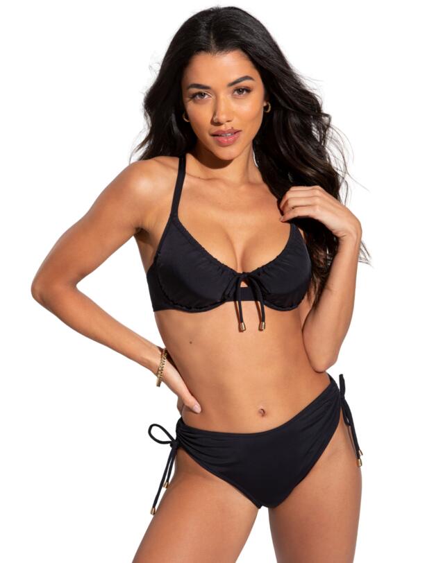 Pour Moi Santa Cruz High Leg Adjustable Side Brief Black 