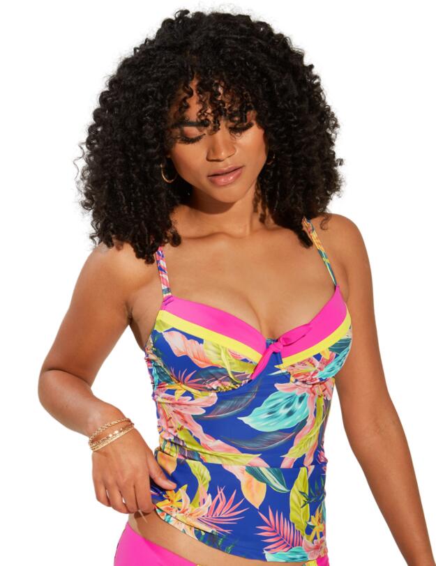 Pour Moi In The Mix Underwired Padded Tankini Blue Tropical 