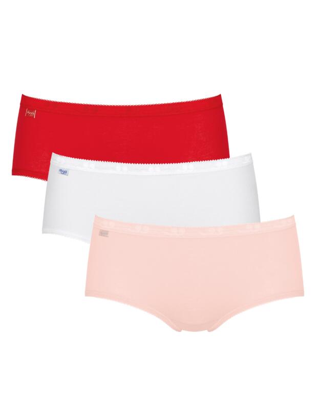 Sloggi Basic Midi Briefs 3 Pack Red/Light Combination