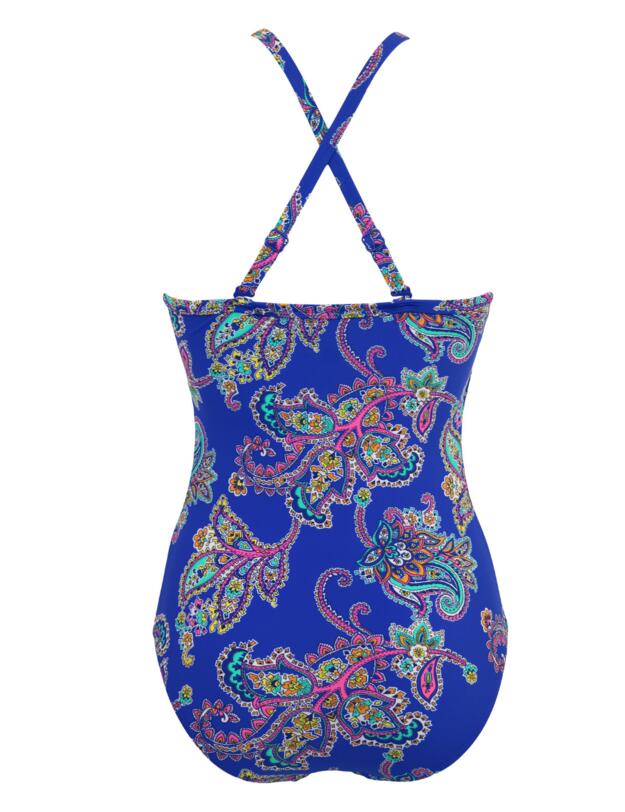 Pour Moi Beach Bound High Neck Swimsuit Blue Paisley