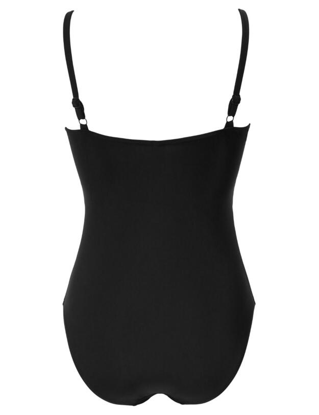 Pour Moi Control suit Wrap Front Belted Control Swimsuit Black/White
