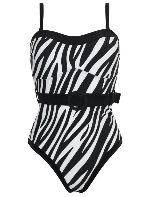 Pour Moi Control suit Belted Control Swimsuit Zebra