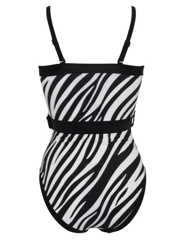 Pour Moi Control suit Belted Control Swimsuit Zebra
