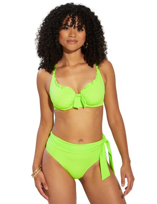 Pour Moi Getaway Fold Over Tie Bikini Brief Lime
