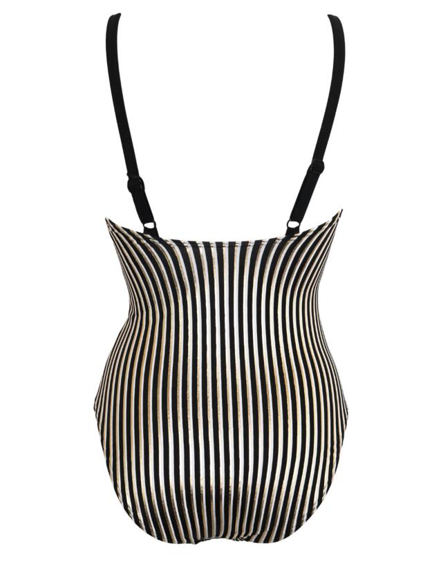 Pour Moi Radiance V Neck Control Swimsuit Black/White/Gold