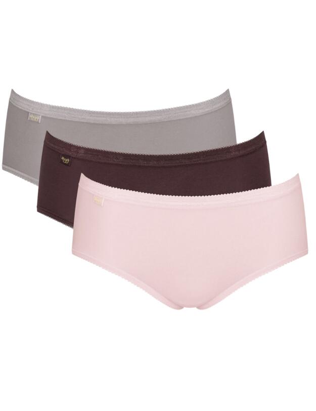 Sloggi Basic+ 3 Pack Midi Brief Pink/Grey/Brown