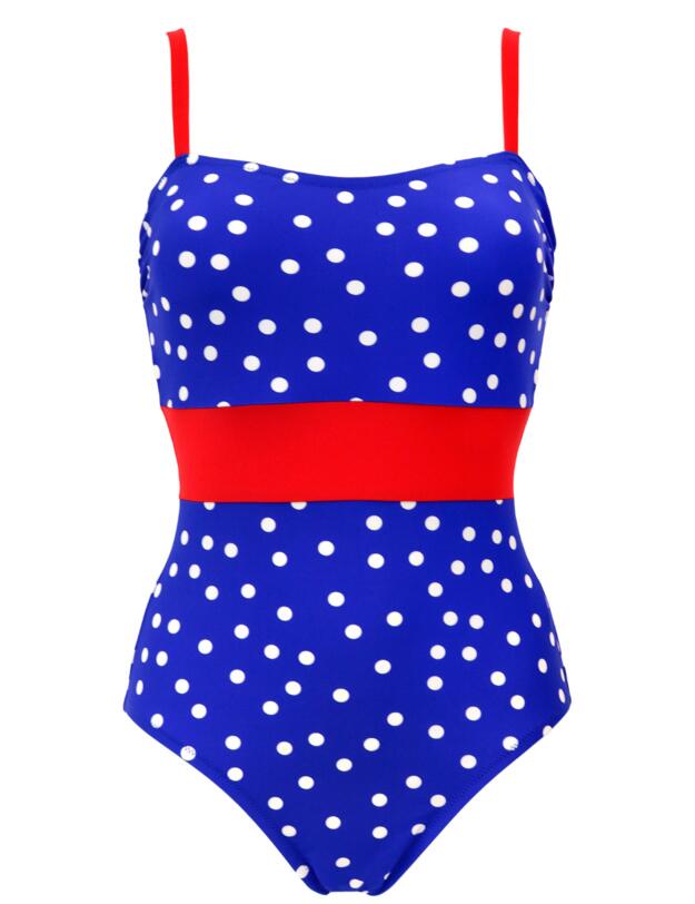 Pour Moi Control suit Printed Control Swimsuit Ultramarine/Red