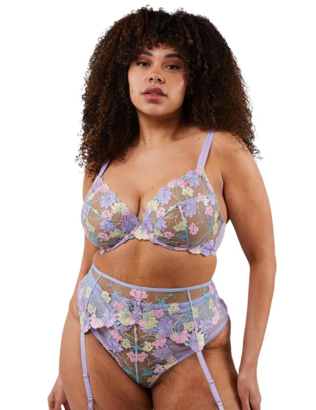 Playful Promises Luna Embroidery Picot Elastic Suspender Pastel 