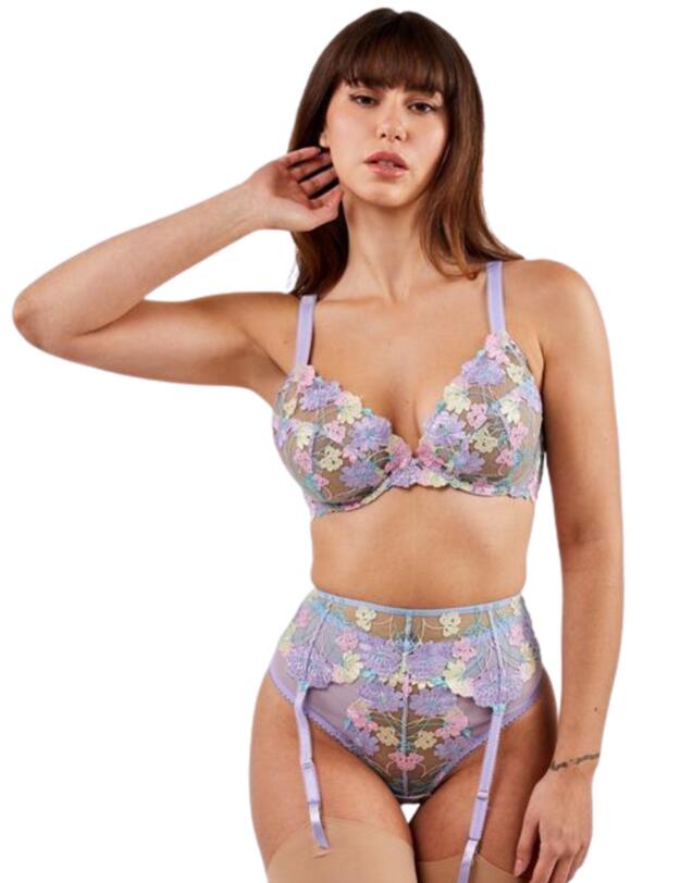 Playful Promises Luna Embroidery Picot Elastic Suspender Pastel 