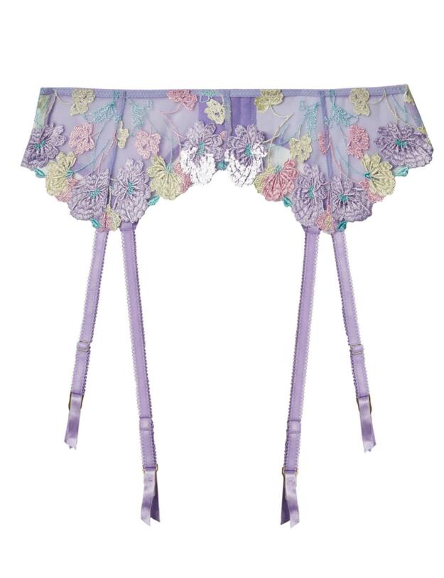 Playful Promises Luna Embroidery Picot Elastic Suspender Pastel 