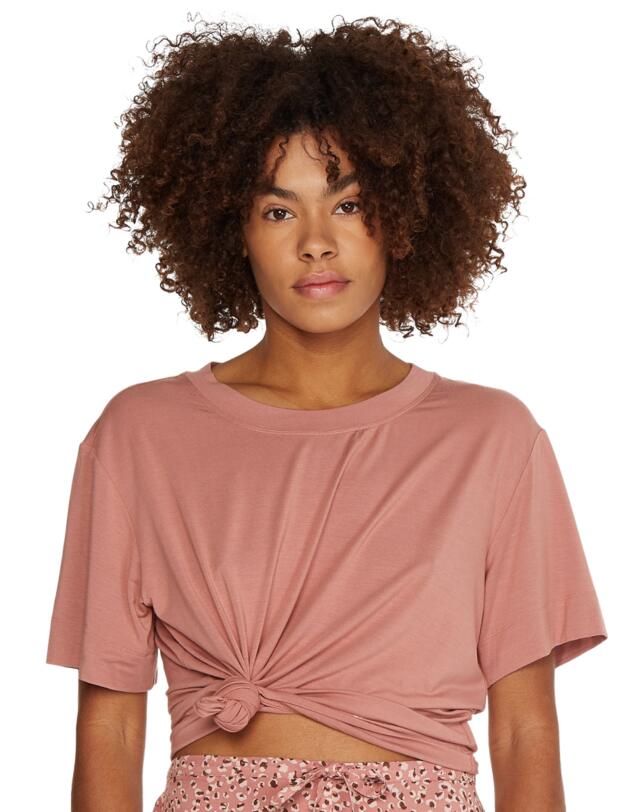 Calvin Klein Modal Coord Top Short Sleeve Crew Neck Red Grape