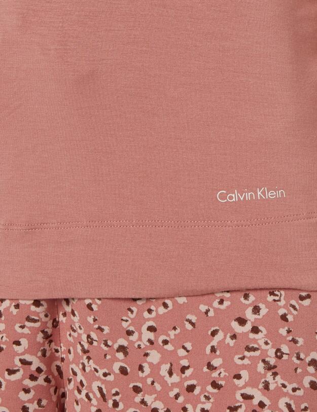 Calvin Klein Modal Coord Top Short Sleeve Crew Neck Red Grape