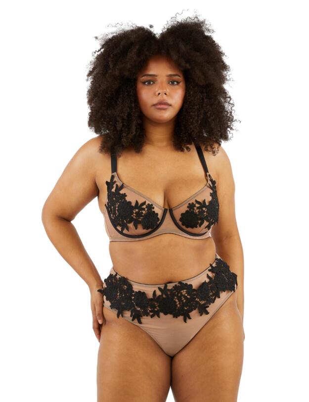 Playful Promises Alaina Mesh And Black Applique Brief Illusion 
