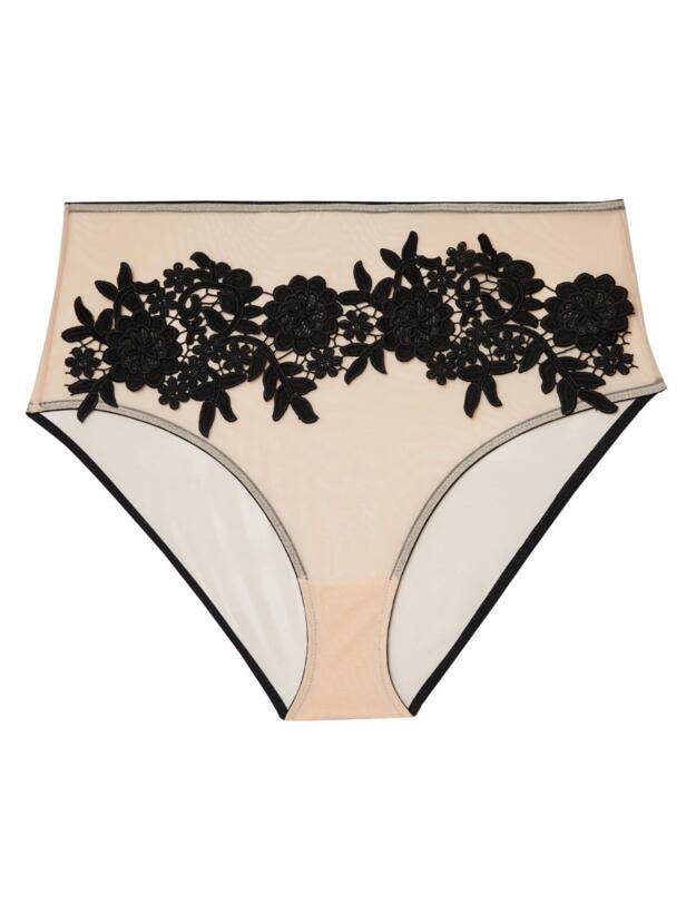 Playful Promises Alaina Mesh And Black Applique Brief Illusion 