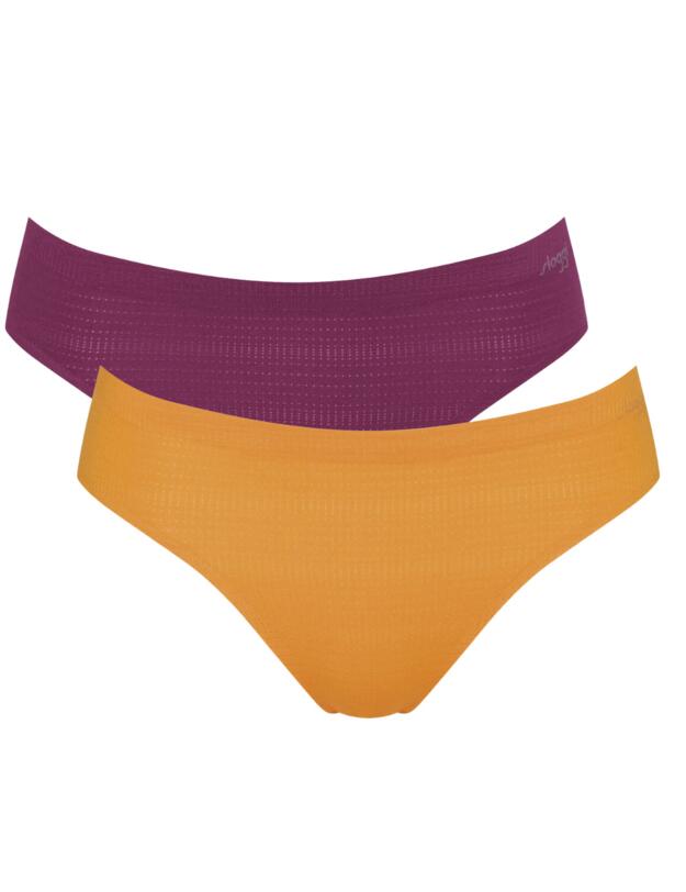 Sloggi Zero +Motion 2 Pack Ultra High Leg Briefs Orange - Dark Combination