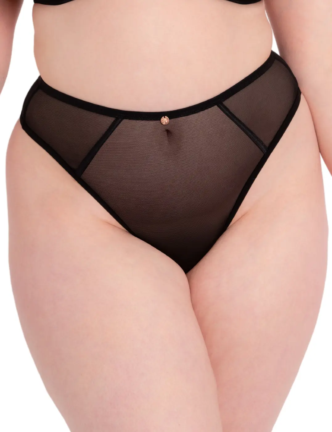 Scantilly By Curvy Kate Exposed High Waisted Thong Black