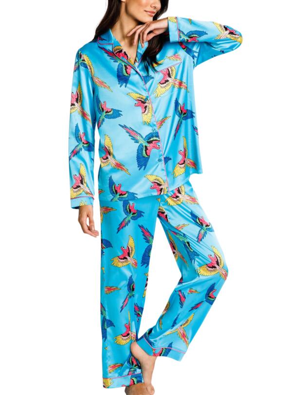 Chelsea Peers Parrot Button-Up Pyjama Set Blue 