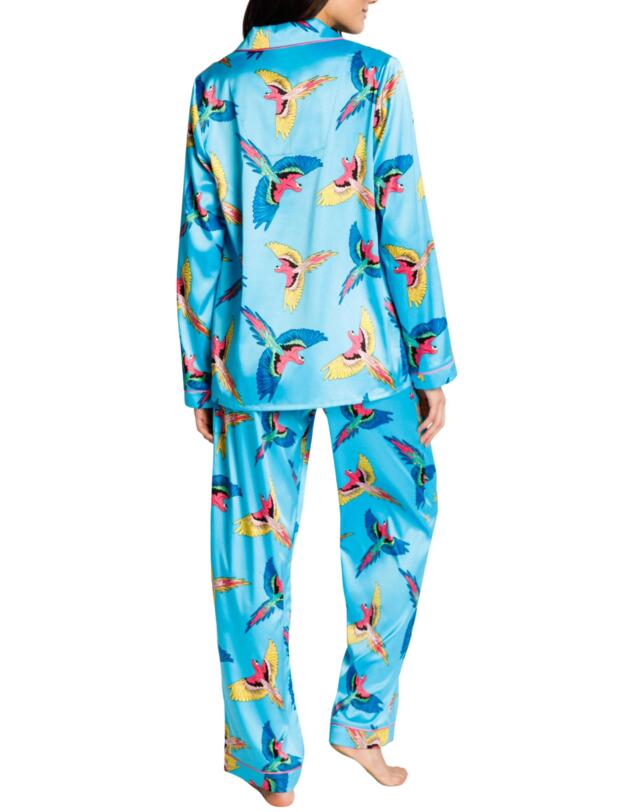 Chelsea Peers Parrot Button-Up Pyjama Set Blue 