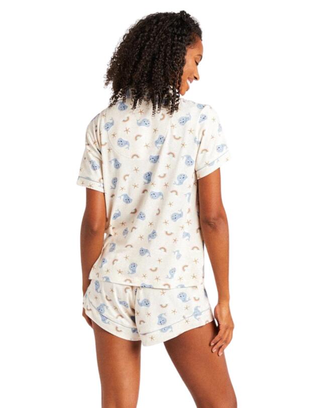 Chelsea Peers Button-Up Short Pyjama Set Whale Print 