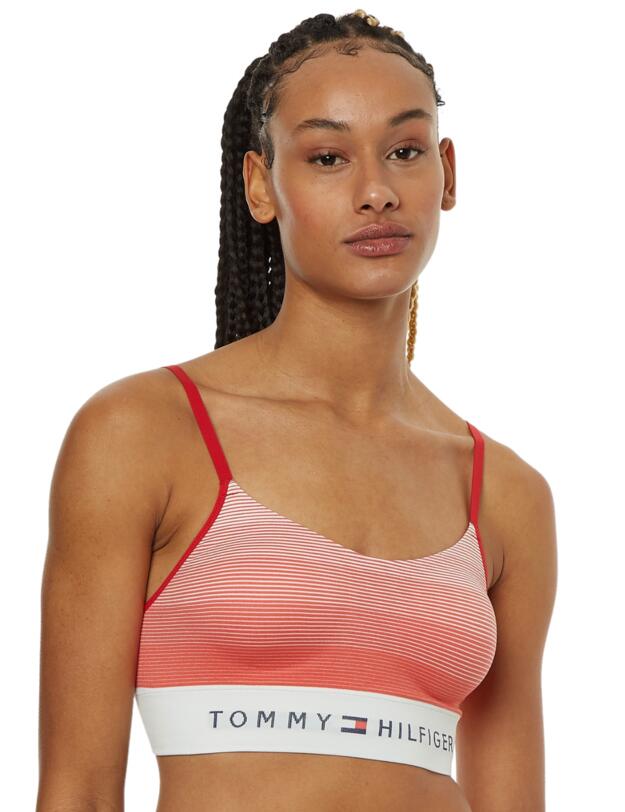 Tommy Hilfiger Seamless Longline Bralette Seamless Stripe Primary Red