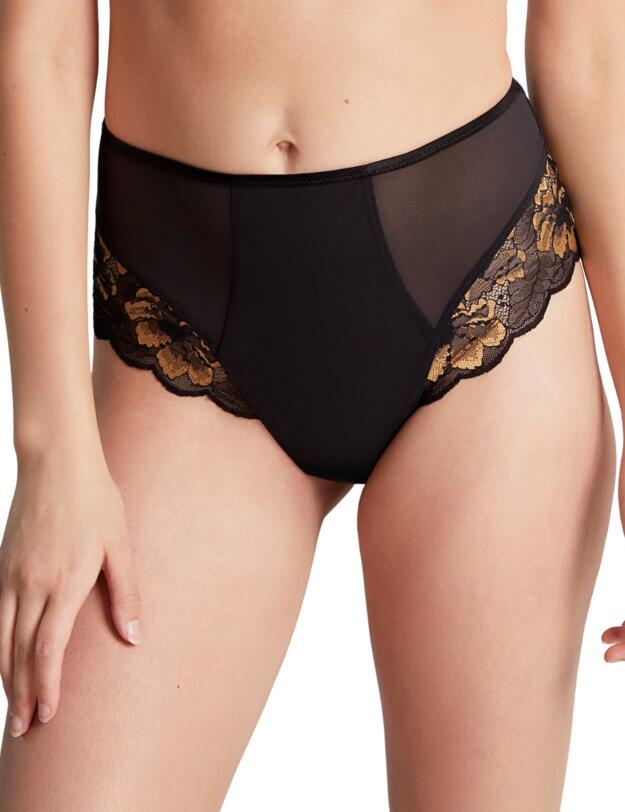 Panache Sabrina Brazilian Brief  Noir / Vintage Gold