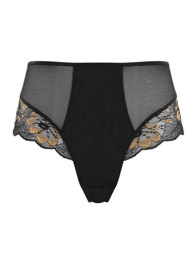 Panache Sabrina Brazilian Brief  Noir / Vintage Gold