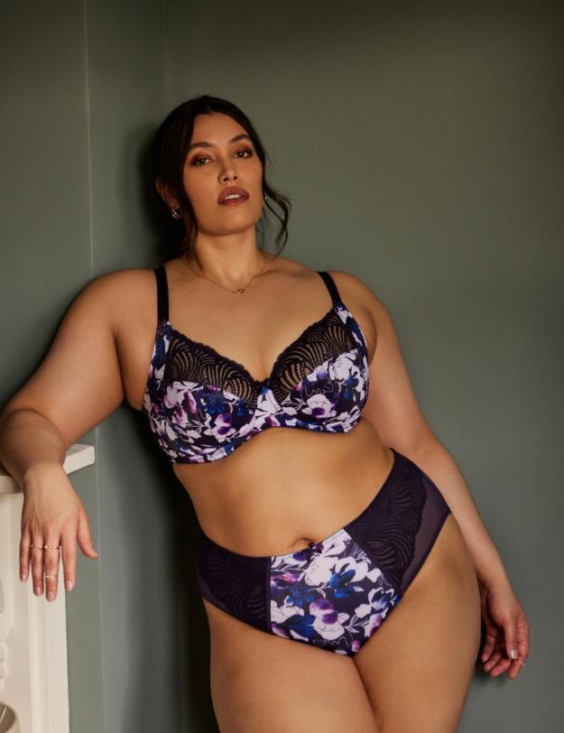 Sculptresse by Panache Arianna Deep Brief Damson Floral