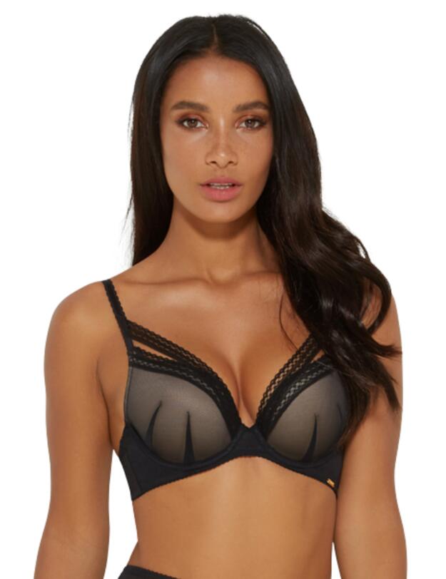 Gossard Sheer Seduction Padded Plunge Bra Black