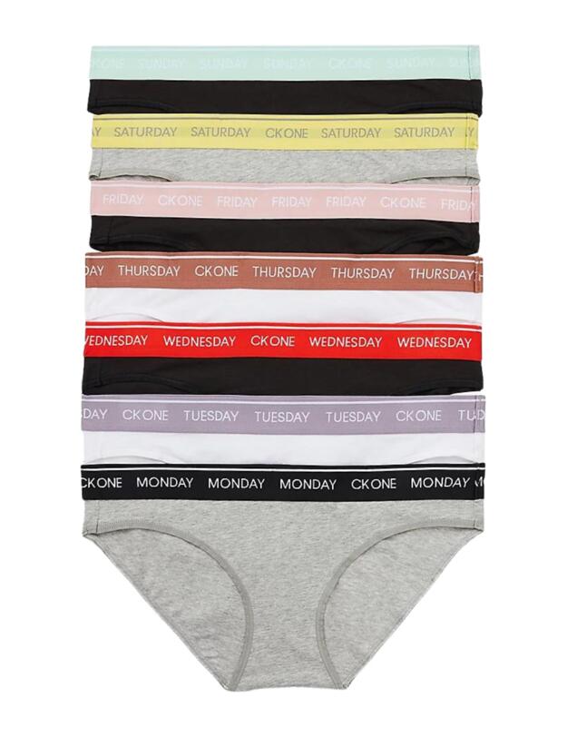 Calvin Klein CK ONE Days Of The Week Brief 7 Pack  Grey Heather/Black/Coloured/Waistband