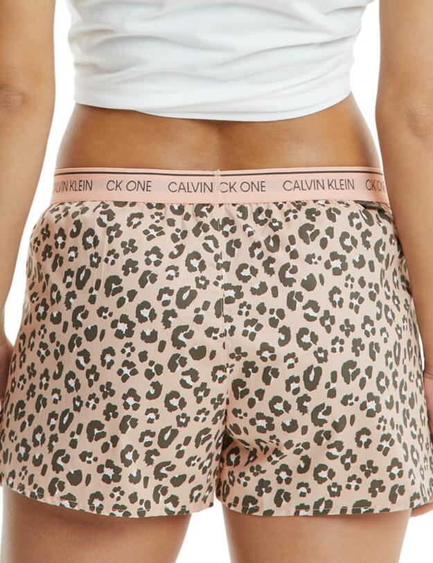 Calvin Klein CK One Lounge Sleep Short Stephen Leopard Print Peach Melba