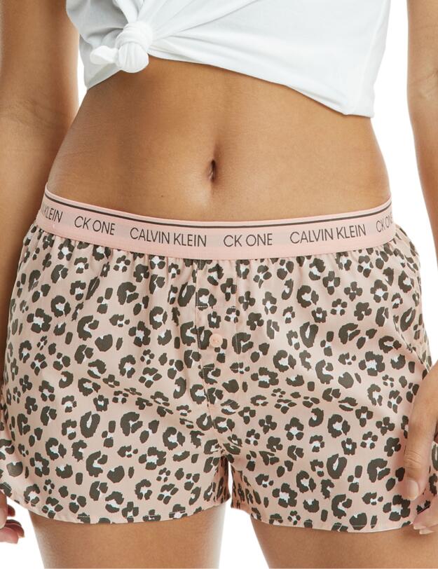 Calvin Klein CK One Lounge Sleep Short Stephen Leopard Print Peach Melba