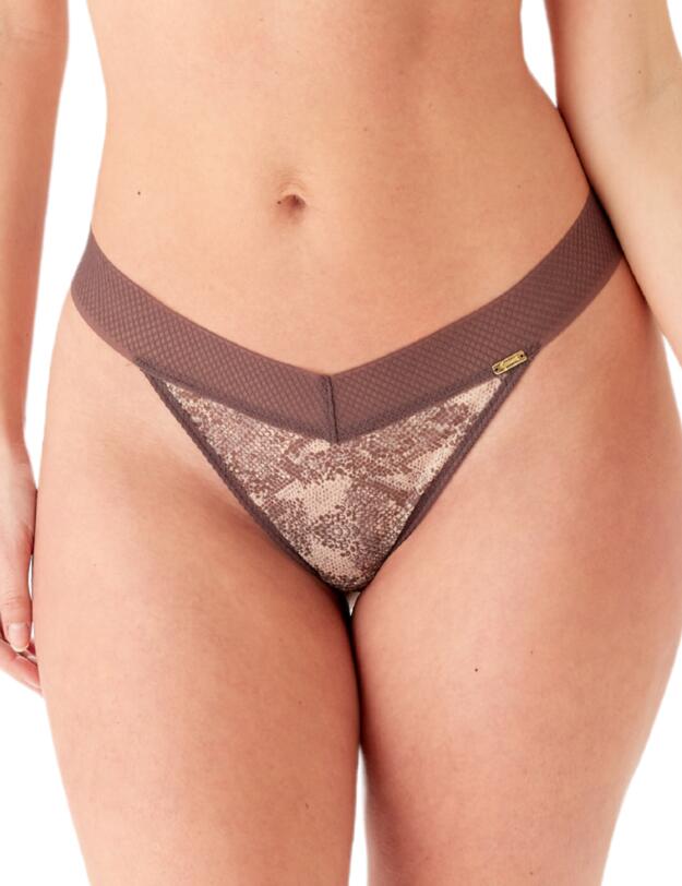 Gossard Glossies Snake Thong  Natural Print